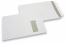 Buste con finestra, bianco, 229 x 324 mm (C4), finestra a destra 40 x 110 mm, posizione della finestra 20 mm dal destra e 60 mm dal lato superiore, 120 grammi, chiusura gommata, peso circa 20 g cad. | Paesedellebuste.it