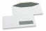 Buste con finestra, bianco, 114 x 229 mm (C5/6), finestra a destra 30 x 100 mm, posizione della finestra 15 mm dal destra e 20 mm dal fondo, 80 grammi, chiusura gommata | Paesedellebuste.it