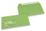 Buste colorate con finestra - Verde mela, 110 x 220 mm (DL), Finestra a sinistra, formato finestra 45 x 90 mm, posizione finestra 20 mm da sinistra / 15 mm da sotto, lembo autoadesivo, carta da 120 grammi.  | Paesedellebuste.it
