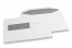 Buste con finestra, bianco, 162 x 229 mm (C5), finestra a sinistra 40 x 110 mm, posizione della finestra 20mm dal sinistra e 72 mm dal fondo, 90 grammi, chiusura gommata, peso circa 7 g cad. | Paesedellebuste.it