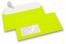 Buste fluorescenti - giallo, con finestra 45 x 90 mm, posizione della finestra 20 mm dal sinistra e 15 mm dal lato inferiore | Paesedellebuste.it