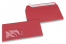 Buste colorate con finestra - Rosso, 110 x 220 mm (DL), Finestra a sinistra, formato finestra 45 x 90 mm, posizione finestra 20 mm da sinistra / 15 mm da sotto, lembo autoadesivo, carta da 120 grammi.  | Paesedellebuste.it