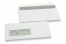 Buste con finestra, bianco, 114 x 229 mm (C5/6), finestra a sinistra 40 x 110 mm, posizione della finestra 20 mm dal sinistra e 24 mm dal fondo, 90 grammi, chiusura a lembo autoadesivo | Paesedellebuste.it