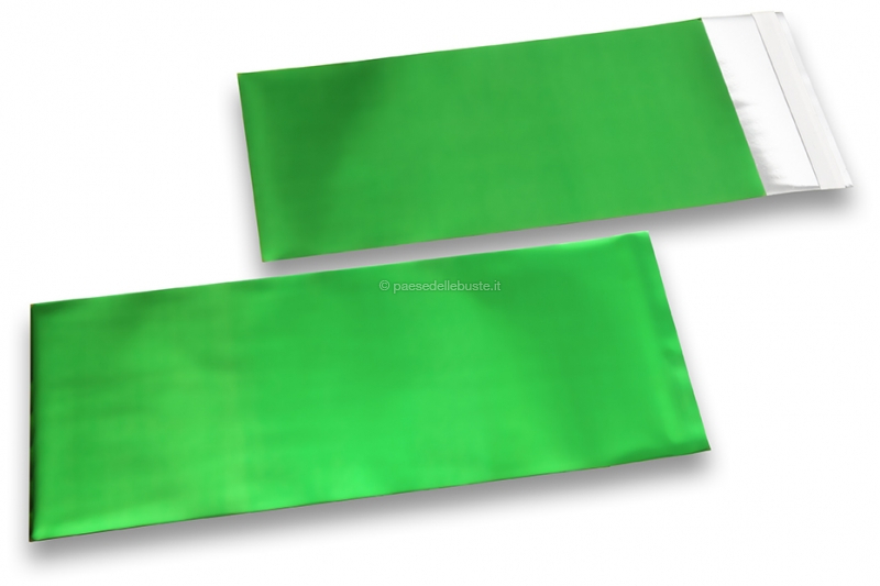 Buste metallizzate colorate opache verde - 110 x 220 mm