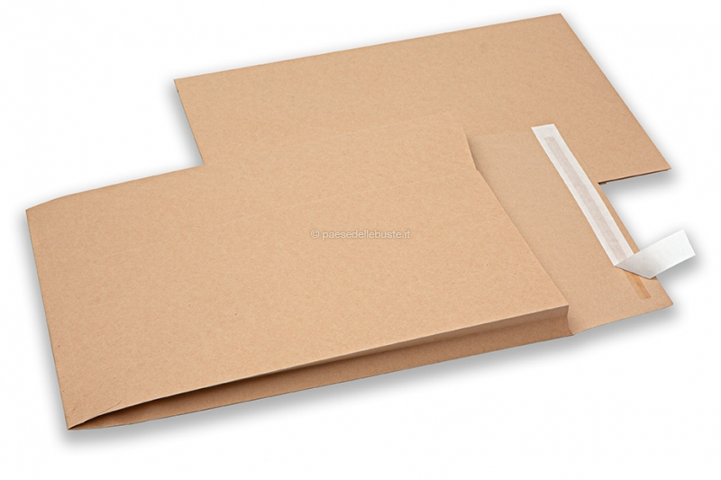 Busta regalo in carta colore marrone con chiusura autoadesiva 240x80x330 mm
