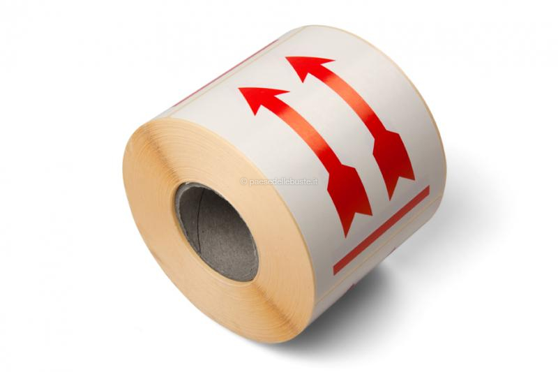 Etichette adesive di imballaggio - Lato alto: frecce - 90 x 115 mm