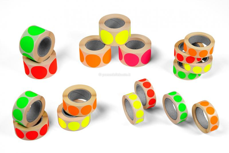 Etichette adesive colorate tondo 