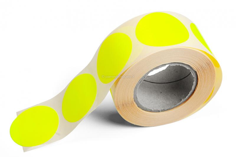 Etichette adesive colorate tondo - Giallo