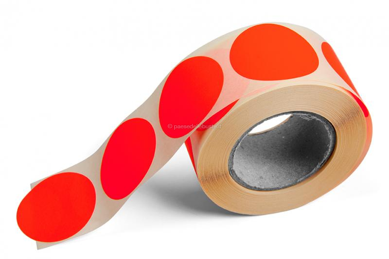 Etichette adesive colorate tondo - Rosso