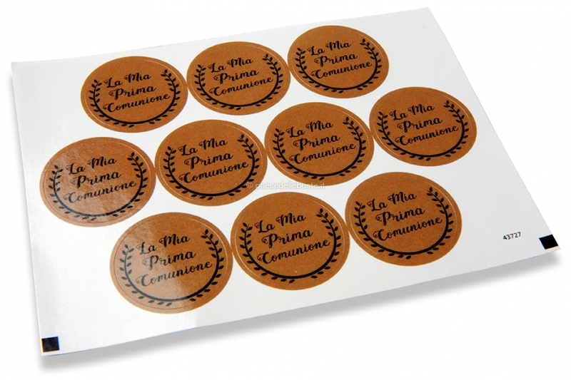 Sigilli per comunione - la mia prima comunione marrone con la ghirlanda nero