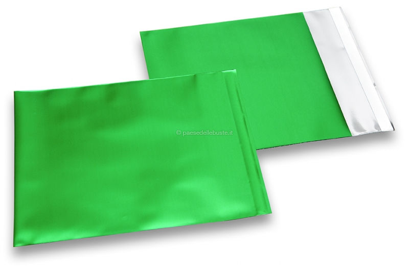 Buste metallizzate colorate opache verde - 165 x 165 mm