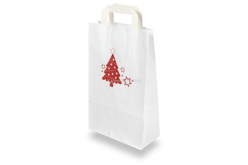 Borse Natalizie BELLE VOUS Sacchetti Regalo Carta Bomboniere 23x18x7,5 cm Regali e Feste di Natale 12pz 4 Sacchetti Carta con Manici Tema Natalizio - Buste Carta con Manico per Biscotti 