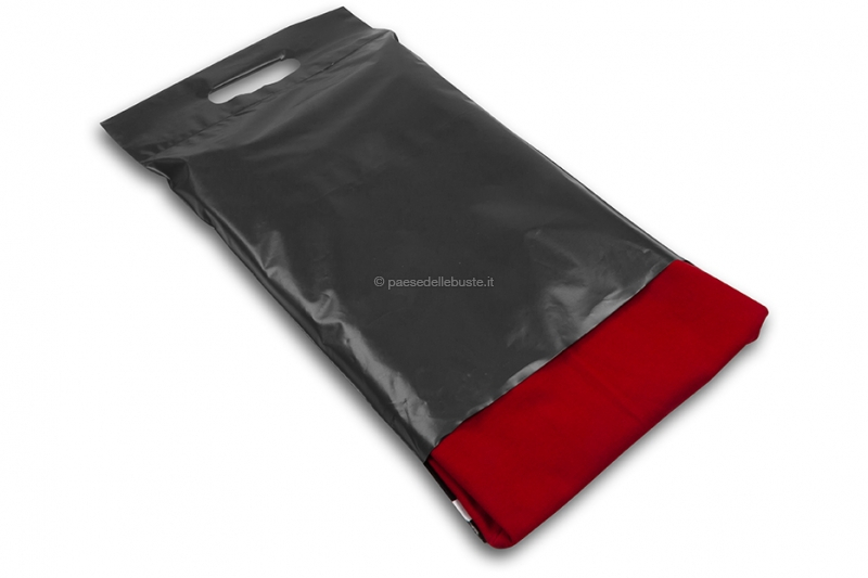 Sacchetti spedizione nero con manico a fagiolo