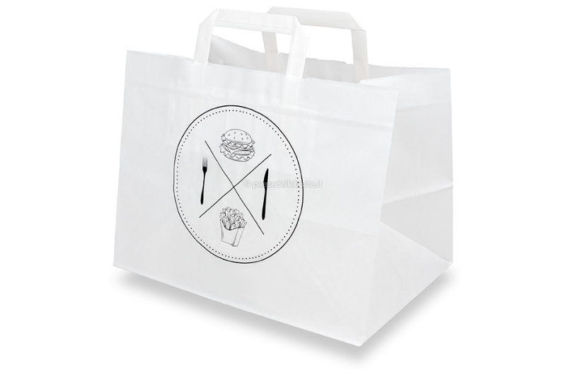 Shopper in carta per asporto - bianco + spuntino