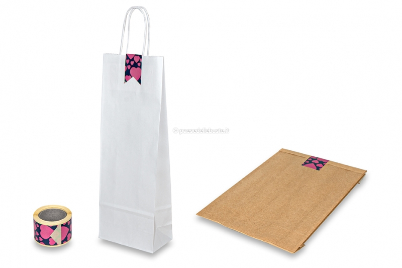 Etichette adesive chiudipacco stampate - cuoricini