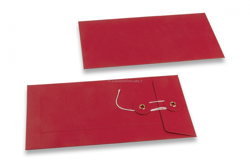Buste con corda e rondella - 110 x 220 mm, rosso
