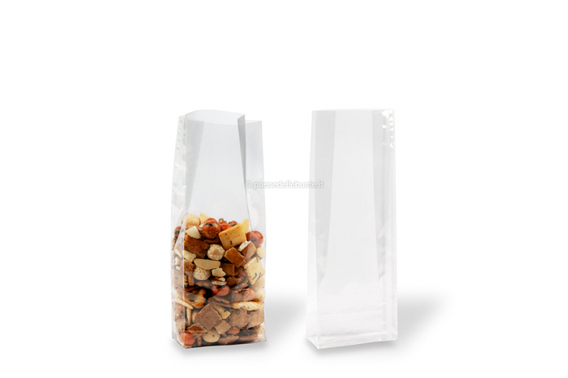 Sacchetti trasparenti per alimenti con fondo quadro - 75 x 210 x 50 mm, 500 ml