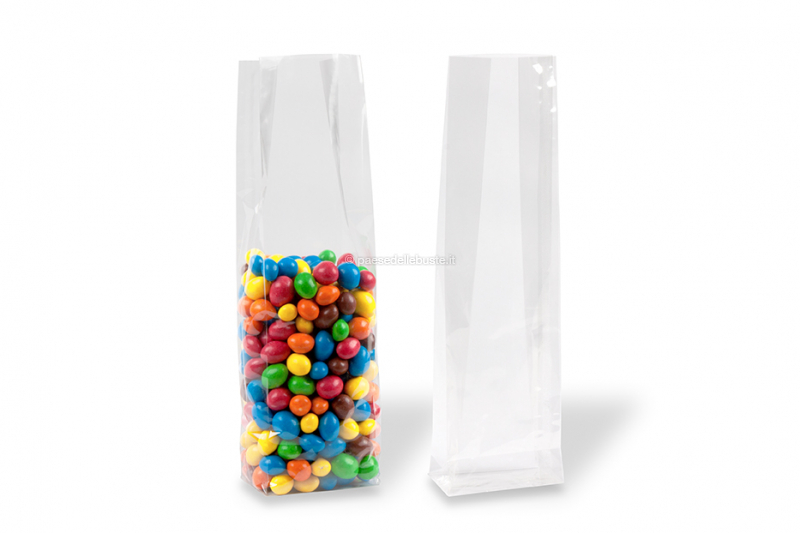Sacchetti trasparenti per alimenti con fondo quadro - 80 x 280 x 50 mm, 850 ml