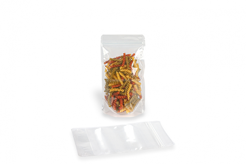 Ordinare online sacchetti Doypack trasparenti con fondo quadro