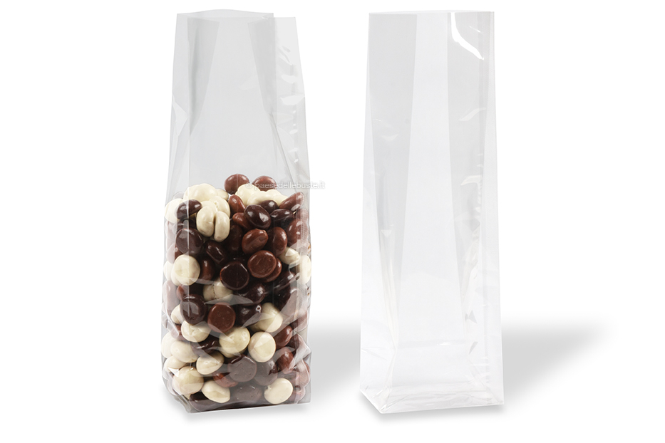 Sacchetti trasparenti per alimenti con fondo quadro - 100 x 280 x 60 mm, 1200 ml