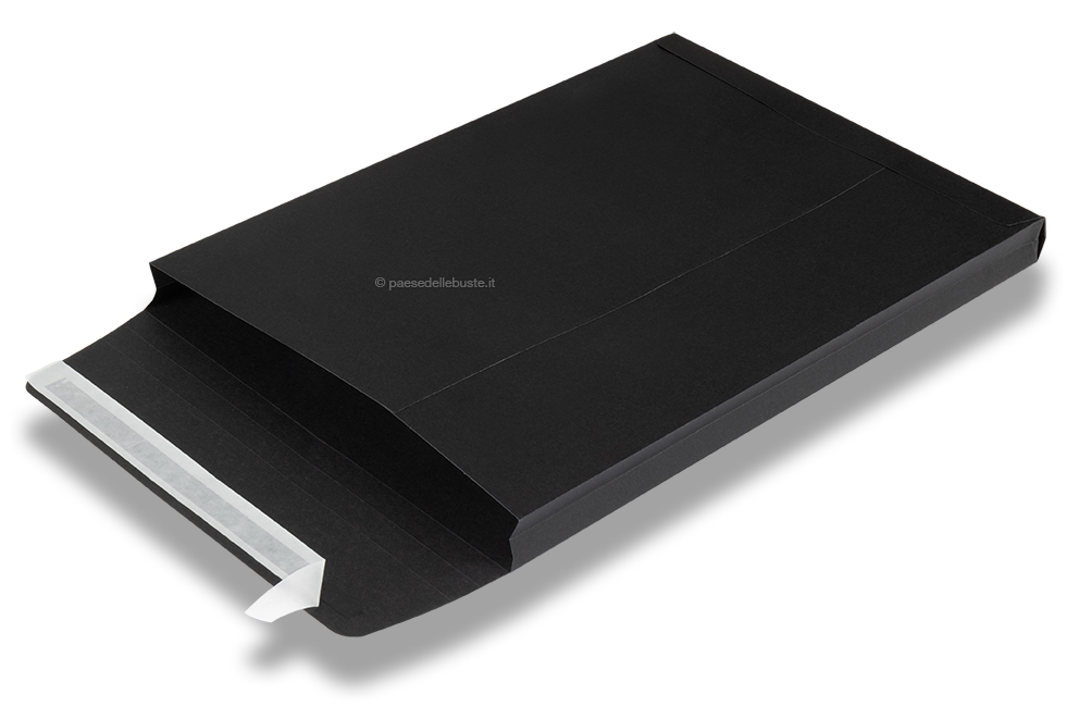 Buste a sacco colorate con fondo a V - nero, 229 x 324 x 25 mm