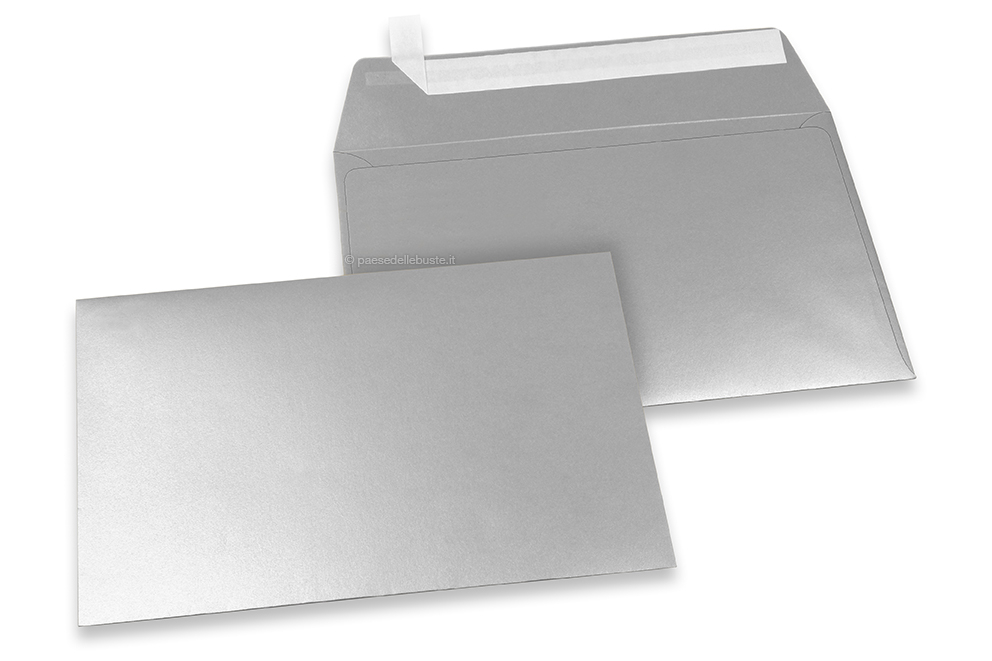 Buste di carta colorate - Argento metallizzato, 114 x 162 mm