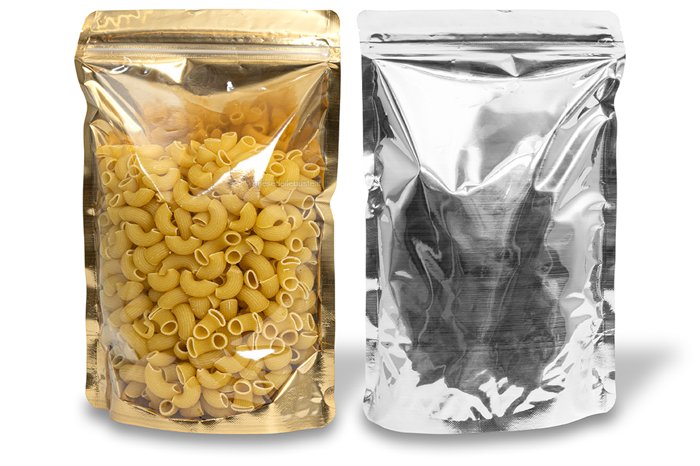 Sacchetti Doypack metallizzati trasparenti - oro metallizzato, 200 x 300 x 100 mm - 1800 ml