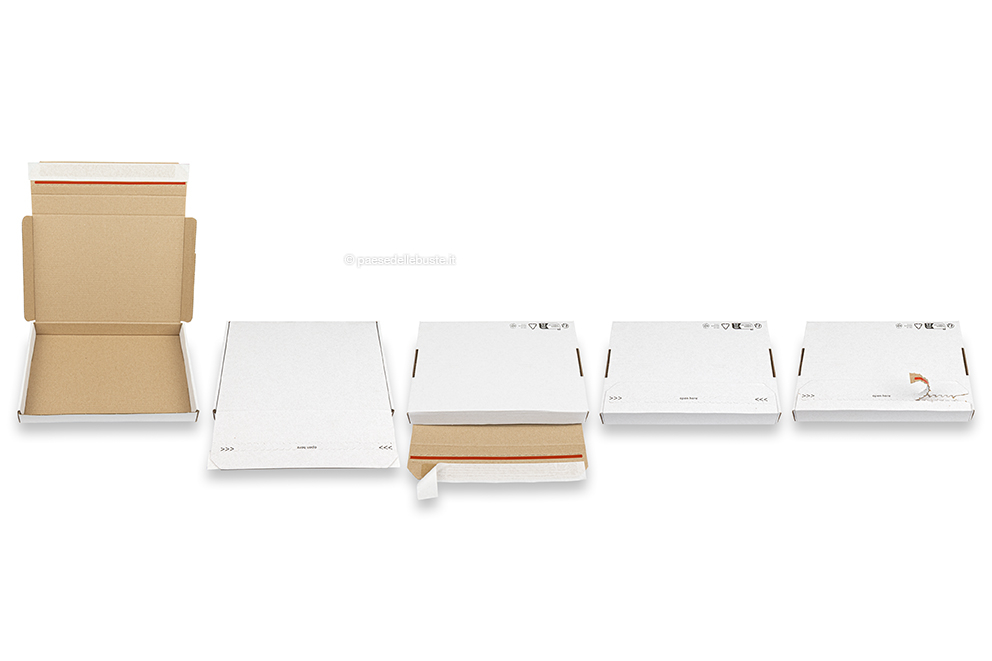 Scatole fustellate con lembo autoadesivo